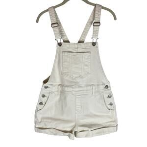 Old Navy cream denim short bib overalls shortalls size small